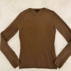 rag & bone Tan Ribbed Crew Neck Sweater